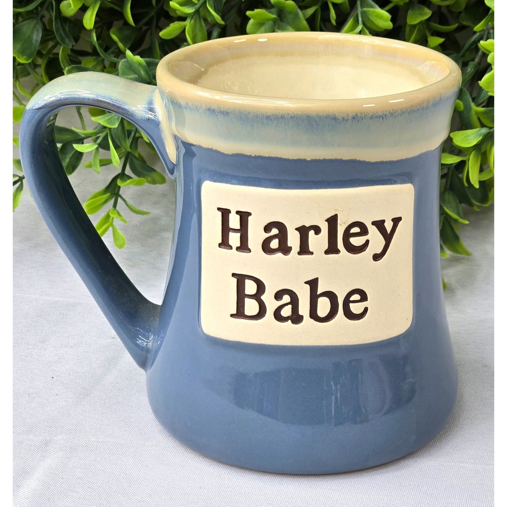 Tumbleweed Pottery Harley Babe Coffee Mug Large Blue Stoneware Drip Glaze 20oz